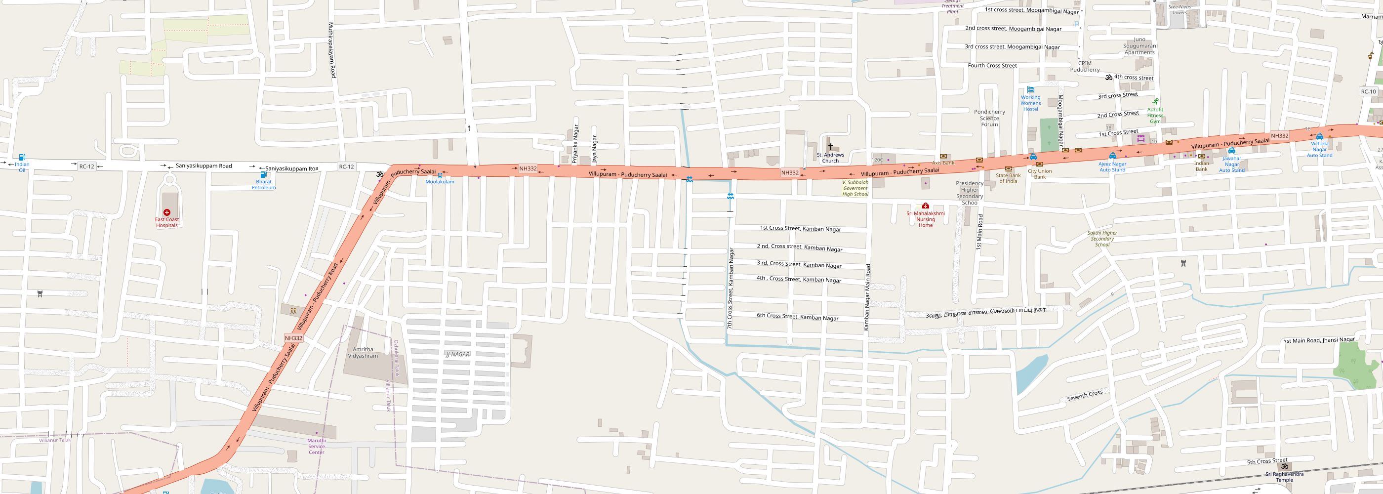 Street map of Sivakami Nagar, Reddiarpalayam, with the ChemSolution shop marked