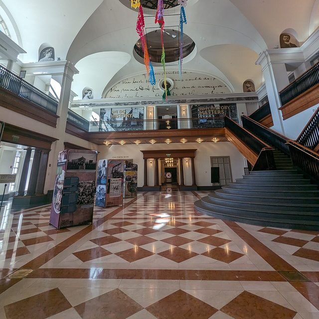 Polished marble floor in a hall