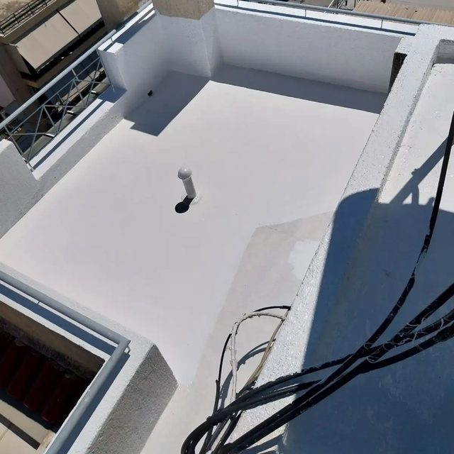 Waterproof coating on a wall and step